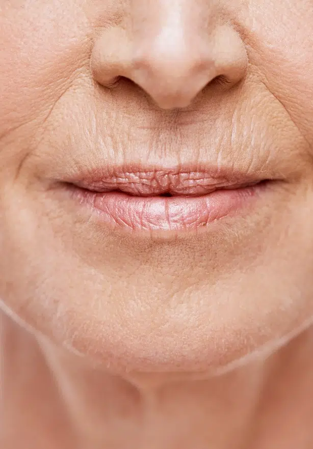 Bouche et nez d une femme agee avec beaucoup de rides lifting des levres lip lift | Dr Barbera Paris